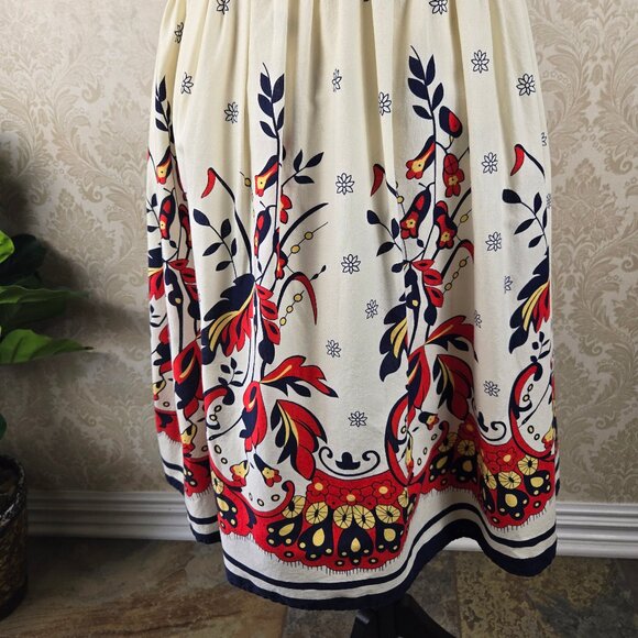 Downeast Basics Size Medium Fit & Flare Floral Dress Cap Sleeve 100% Cotton - Picture 10 of 14